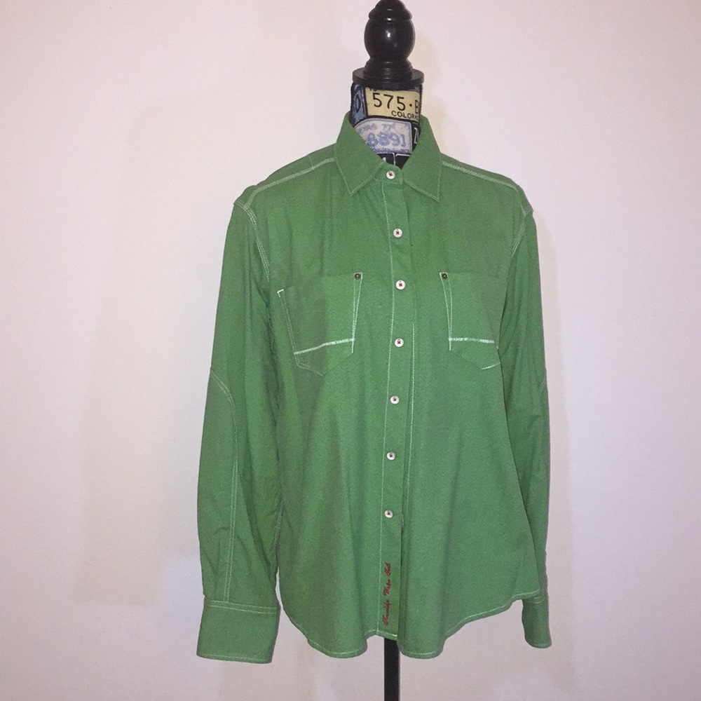 Green button down fitted shirt Robert Graham Jeans